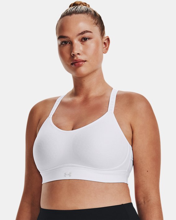 Women's UA Infinity Low Covered Sports Bra, White, pdpMainDesktop image number 4